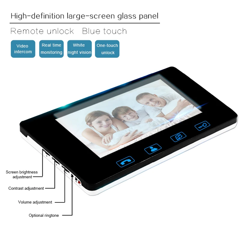 7 Inch Wired Fingerprint RFID Password Video Door Phone Doorbell Intercom System With IR Night Vision Intercom Monitor Doorbell