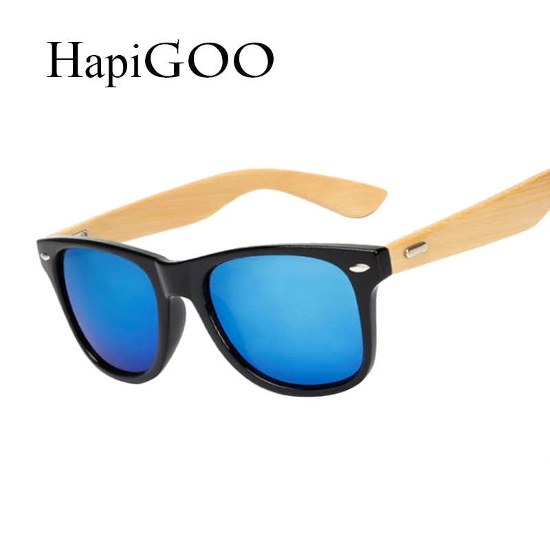 

HapiGOO Men Handmade Bamboo Sunglasses Women Fashion Brand Designer Original Wood Men Square Glasses Frame Optical Eyeglasses