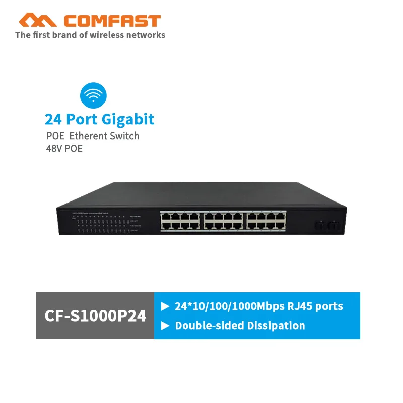 

24 ports gigabit POE switch COMFAST network switch with 54Gbps Broad width 24*1/1000Mbps RJ45 port support 48V POE power supply