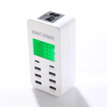 

USB Desktop Charging Station 8 Port USB Wall Charger with Fast Charger Socket USB Hub LCD Display and Smart IC Auto Detect Tech