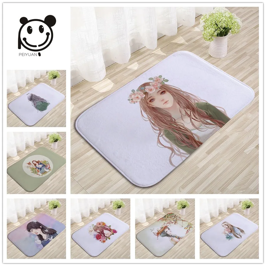 

Peiyuan Kawaii Little Girl Home Door Decorative Mat High Quality Colors England Style Festive Wedding Yoga Mat Nordic Carpet