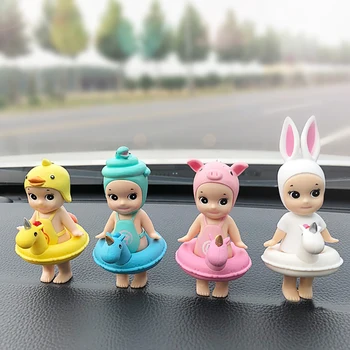 

Car Ornament PVC Cute Twelve Zodiac Unicorn Swimming Ring Angel Doll Figure Automotive Interior Dashboard Decoration Toys Gifts