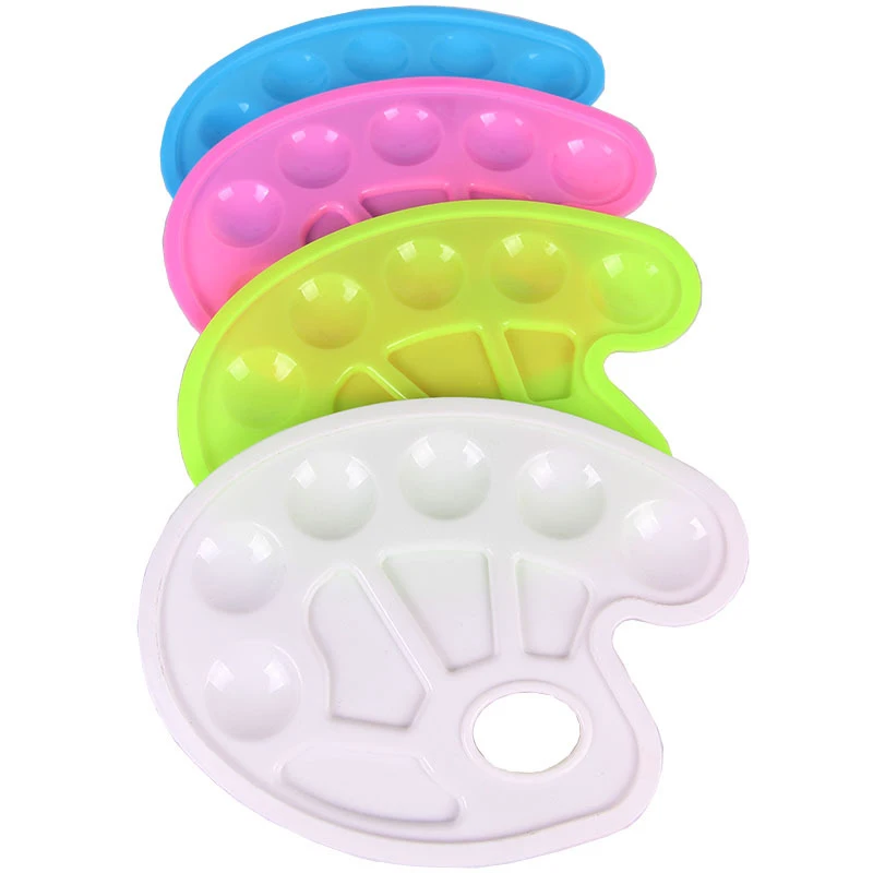 

Kawaii Art Paint Plastic Drawing Tray Color Palette For Oil Watercolour Colored Painting Pallet 10 Wells Design With Thumb Hole