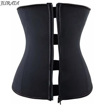 

FLORATA Latex Waist Trainer Body Shaper Slim Belts for Women Rubber Waist Corsets Zipper Hooks Fitness Underbust Waist Cincher