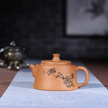 

Dark-red Enameled Pottery Teapot Famous Pure Full Manual Raw Ore Downhill Mud Well Fence Pot Kungfu Online Teapot Tea Set Suit