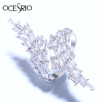 

OCESRIO luxury Olive branch Long Rings for women Zinconia Adjustable Big Twine Ring female Wedding rings Jewelry rig-f11