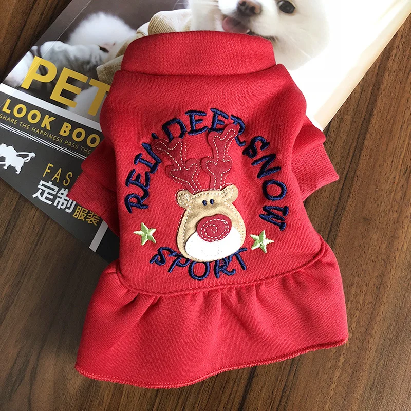 Pet Dog Dress Winter Warm Small Dog Clothes Soft Cotton Fleece Puppy