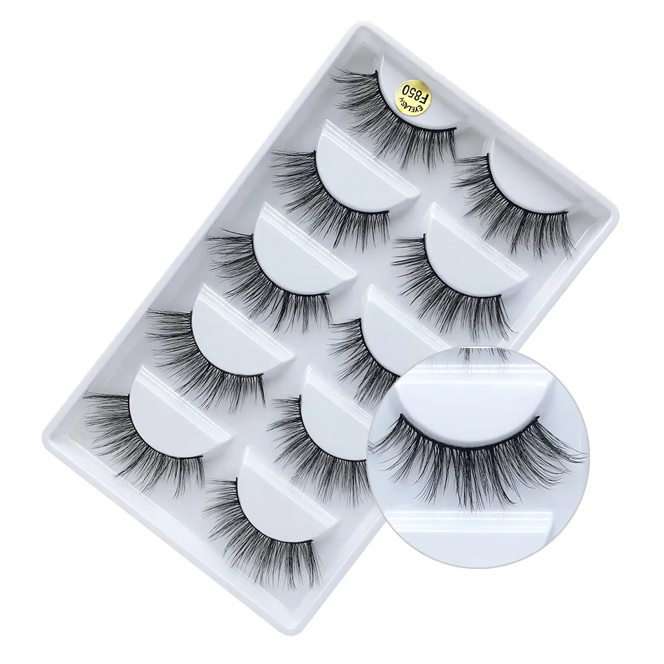 2018 NEW 5 pairs 100% Real Mink Eyelashes 3D Natural False ...