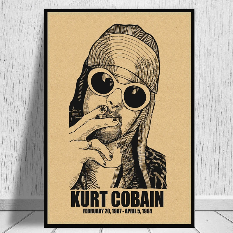 Курт Кобейн, Нирвана рок крафт бумага постер для бара/Кафе Ретро плакат стикер стены