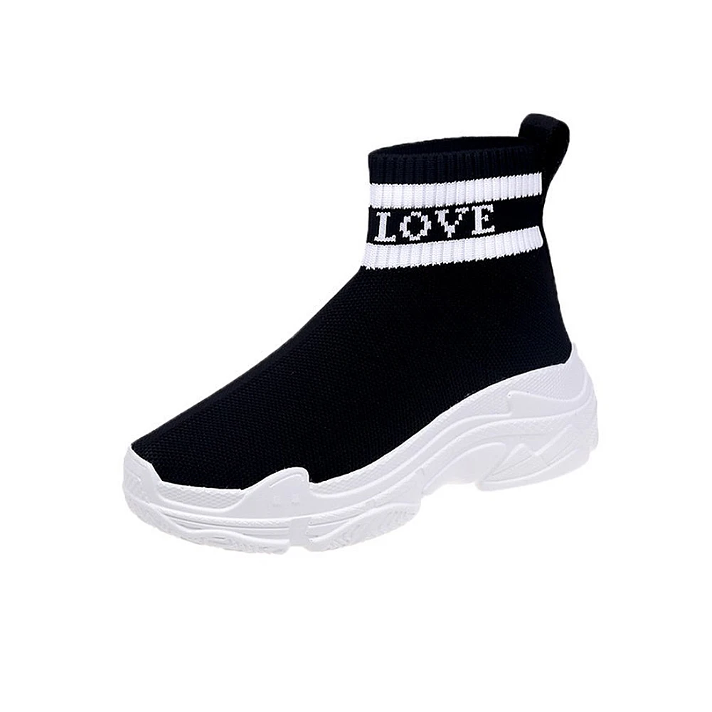 Rouge Stretch Chaussettes Élastique Tissu Chaussures Nouveau Pour Femmes Fond À Rond Plat Respirant blanc Casual 2018 4qwg6xBx