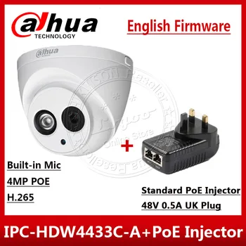 

Dahua 4MP IP camera IPC-HDW4433C-A OEM order POE IR30M H.265 Full HD Built-in-MIC cctv camera English With POE injector 48V 0.5A