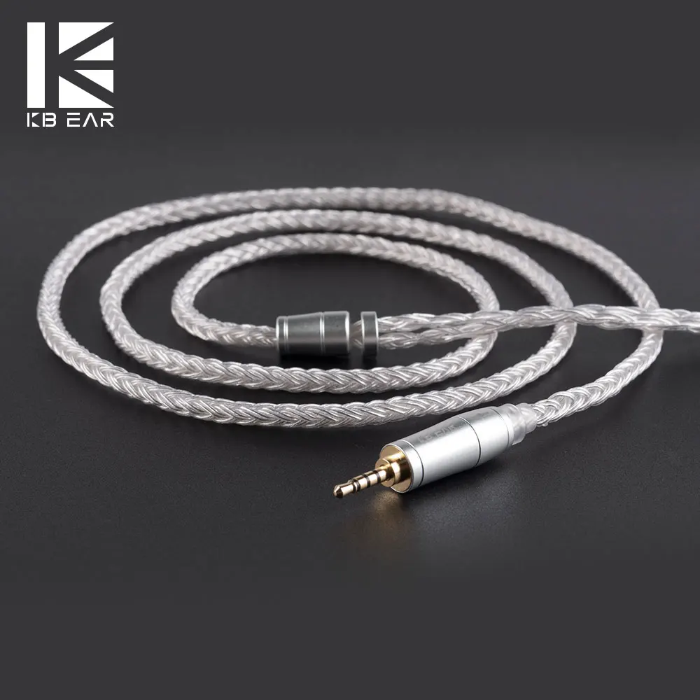 KBEAR 16 серебряных сердечника кабеля с 2,5/3,5/4,4 кабель для наушников для C10 ZS10 Blon bl-03 zsx ba5