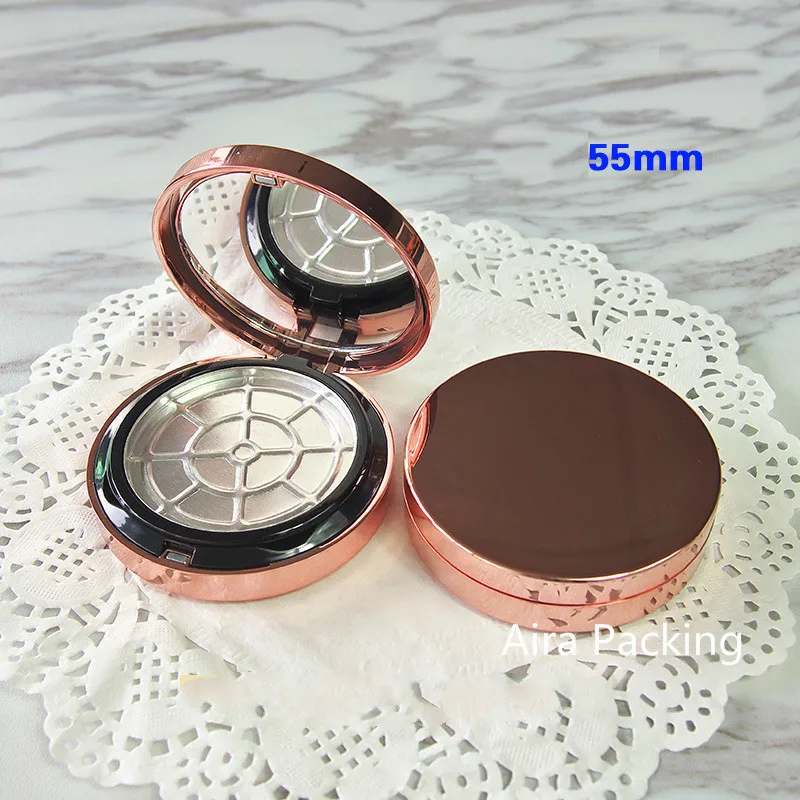 

Empty Rose Gold Cosmetic Powder Case Double-layer DIY Plastic Blusher Container Makeup Packaging Compacts 55mm 1Piece 20pcs