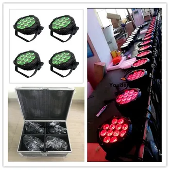 

4 pcs with flycase Hot Sale Small DMX 512 12 PCS RGBW outdoor 4in 1 slim par led dmx 10w led flat par