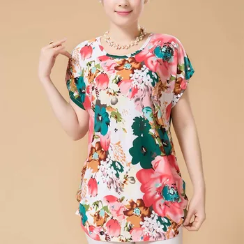 

Summer Tops 2019 New arrival Fashion Women Blouses Print Boho Shirt Short Sleeve o-Neck Women tops Loose Blouse