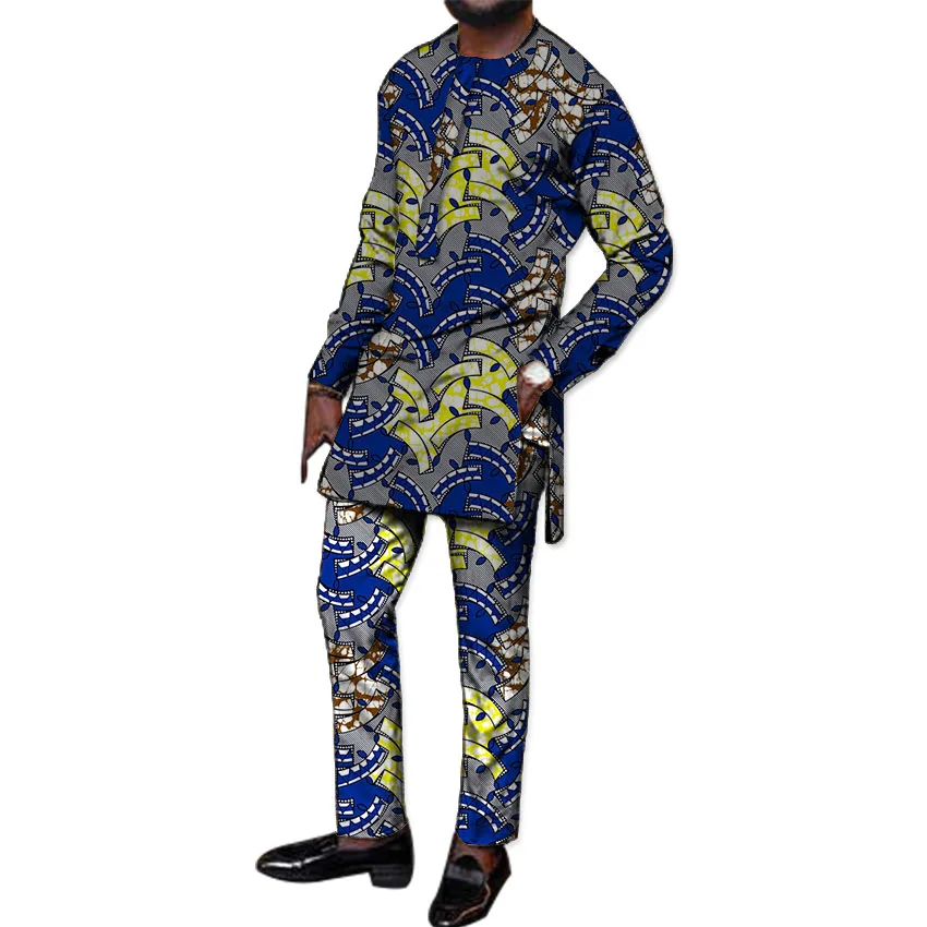 Festival Africa Print Men Tops+Pants Set Customized African Outfits For Man Dashiki long Sleeve 