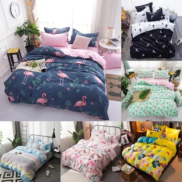 

Home Textile Reactive Printing Bedding Set king size Childish Duvet Cover and Pillowcases Brief Style Bed Linen