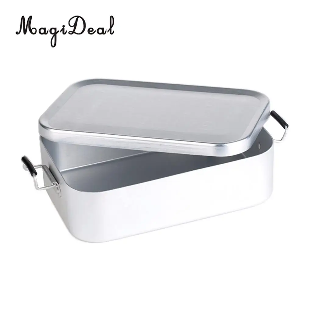 MagiDeal Portable Aluminum Lunch Bento Food Box Container Mess Tin School Kids Camping Picnic BBQ Picnic Mess Kit Accessory