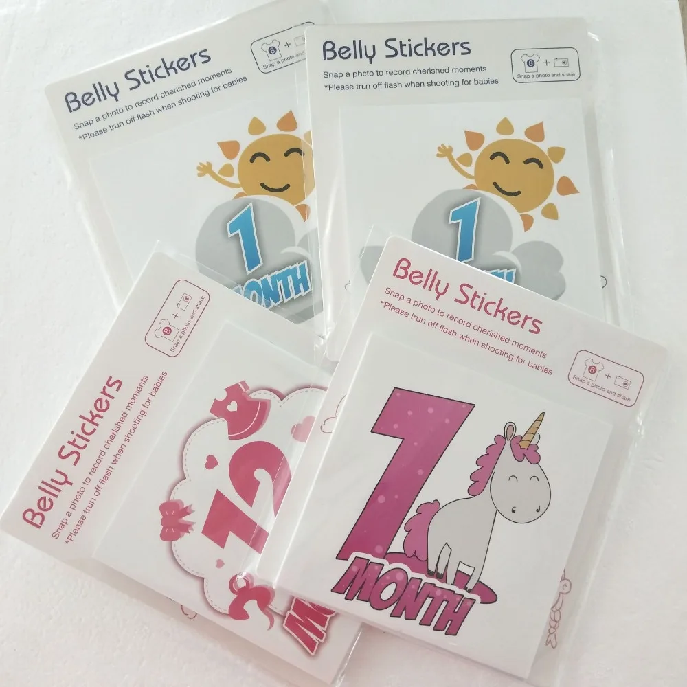 18 PC Del Bambino di Mese Autoadesivo Sveglio Del Fumetto Fotografia Puntelli Mese Sticker Neonato Commemorativa Milestone Vestiti Decorazione Adesivi