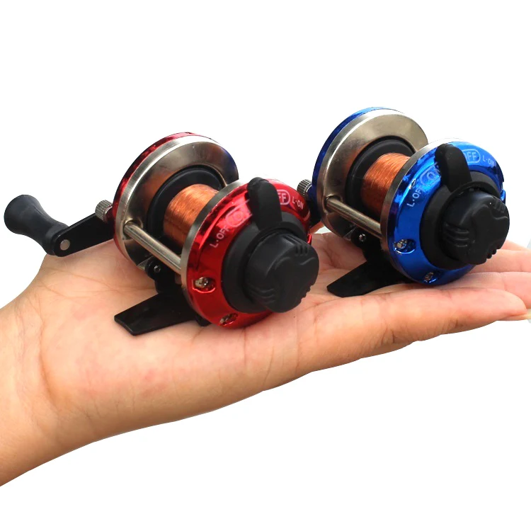 

Mini Metal Bait Casting Spinning Boat Ice Fishing Reel Fish Water Wheel Baitcast Roller Coil with 50M Wire ALS88