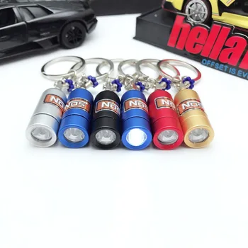 

Turbo NOS Bottle Metal LED Light Key Ring Holder Car Keychain Pendant Jewelry for Women Men Unique mini keyring accessories