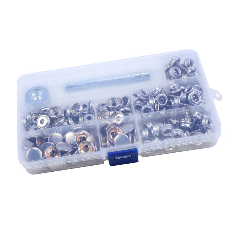 For Boat Car Hoods Caravans Leather Jackets Snap Screw Kit Handbags Clothing Stainless Steel 152Pcs Cover Button Socket