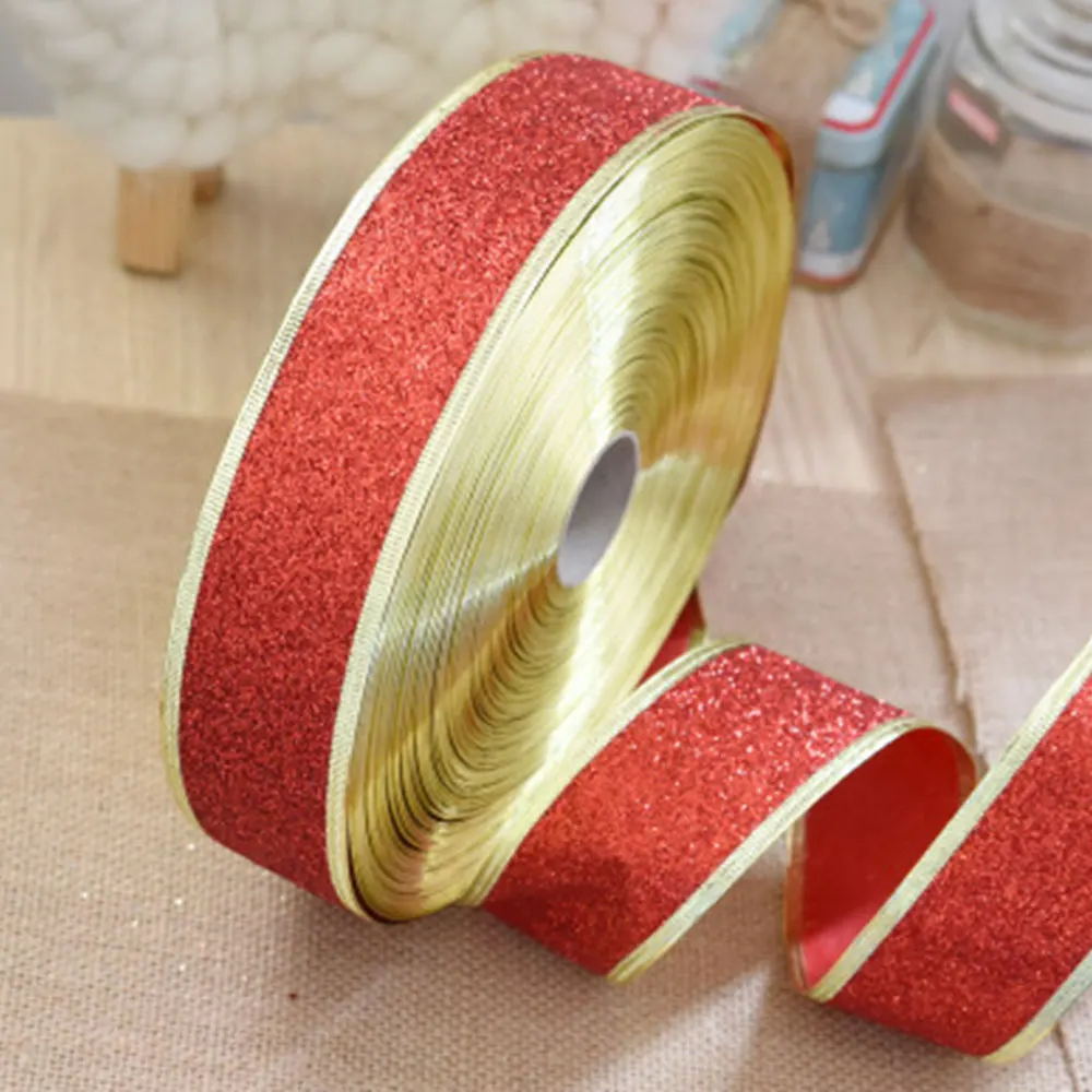 Wedding Decoration Christmas Ribbons Glitter Roll Ribbon Holiday Decor Xmas Gift Wrapping Strap Decor