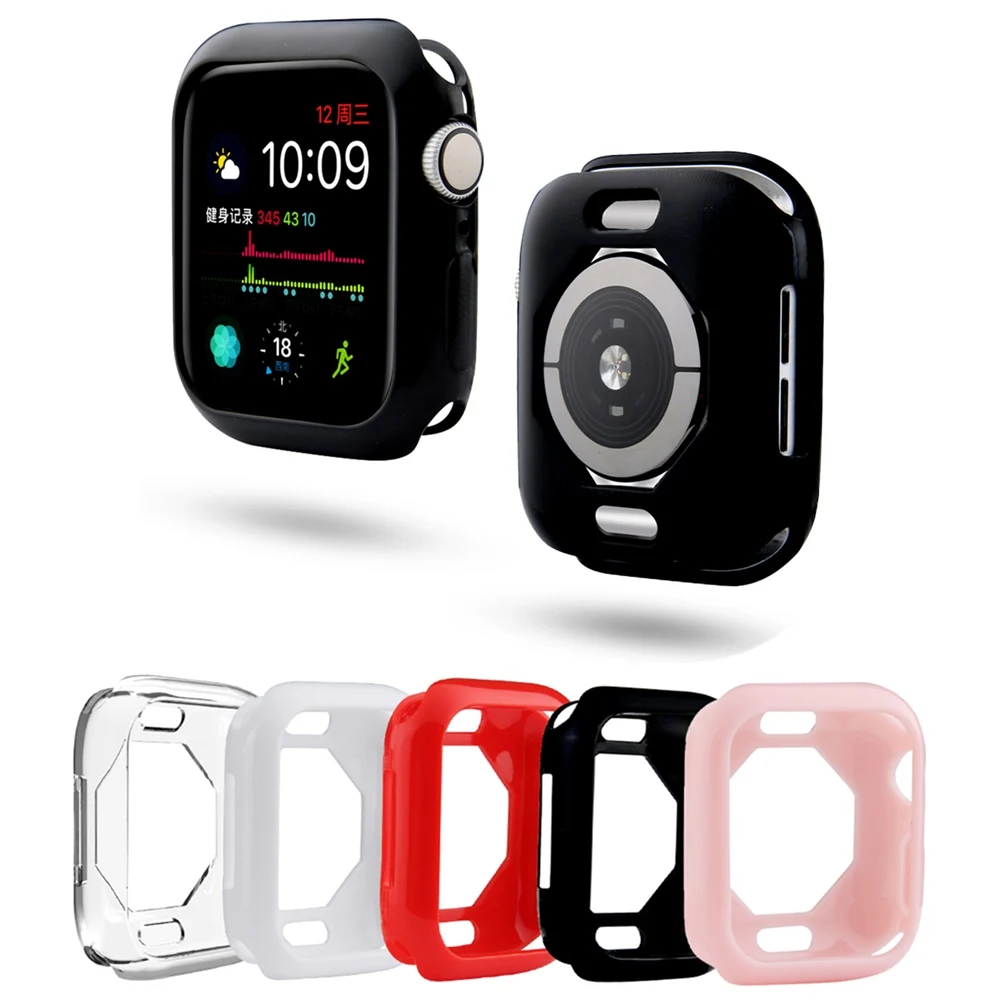 

TPU Soft Silicone Cover for Apple Watch 4 Shockproof Impact Resistant Protective Case for iWatch 40mm 44mm Bumper Accessories