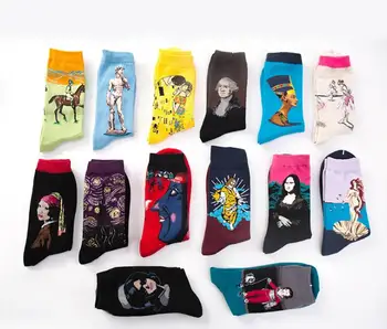 

Socks men's cotton cartoon painting creative men's socks stockings mix color