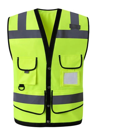 Светоотражающий жилет безопасности с карманами Рабочая одежда куртка мужская Карго рабочий жилет много карманов логотип печать - Цвет: yellow