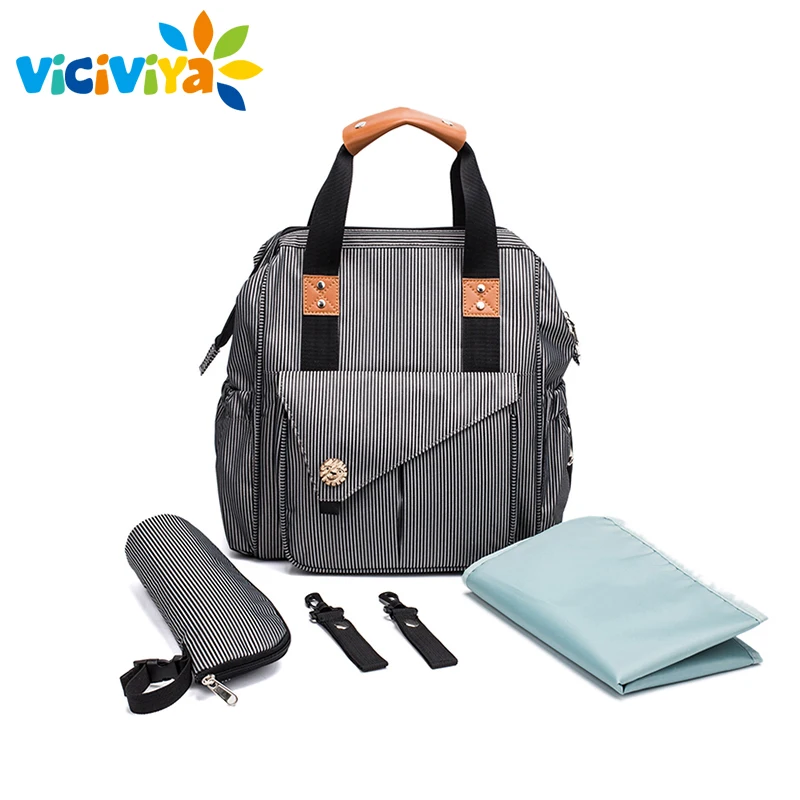 

Mummy Maternity Noctilucent Bag Multi-function Diaper Backpack 4 Sets Bag + Bottle + Mat +Hook Stroller Straps for Baby Care^