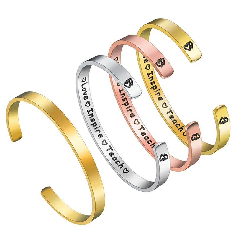 Браслеты love Inspire Teach Mantra 316L из нержавеющей стали с гравировкой на заказ