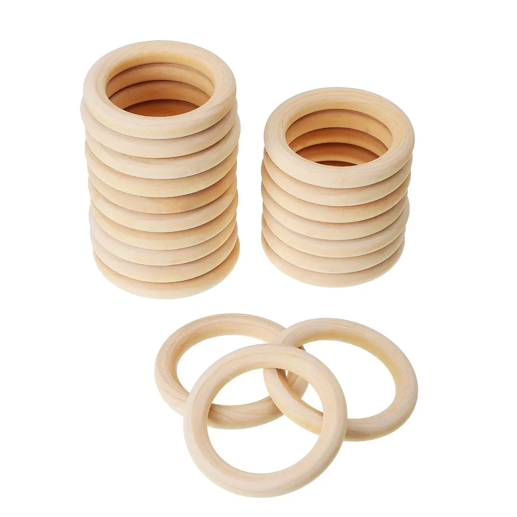 

20PCS 35/55/70MM Wooden DIY Crafts Connectors Circles Natural Wooden Decorative Rings Home Wedding Party Hanging Pendant