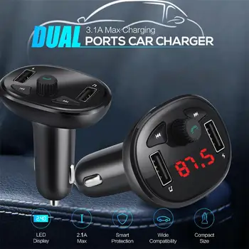 

12-24V Car MP3 Player Music Player FM Transmitter Dual USB Car Charger Blueteeth U Disk Hands-free Music Audio Receiver #713