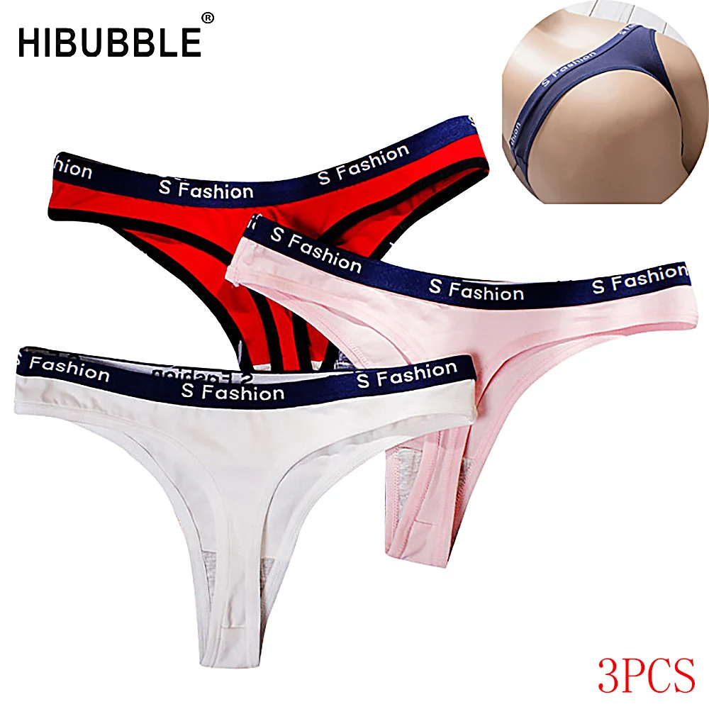 

HIBUBBLE 3pcs/Lot Sexy G-String Cotton Women Briefs Panties T Back Underwear Seamless Thong Bikini Low Waist Transparent Lady