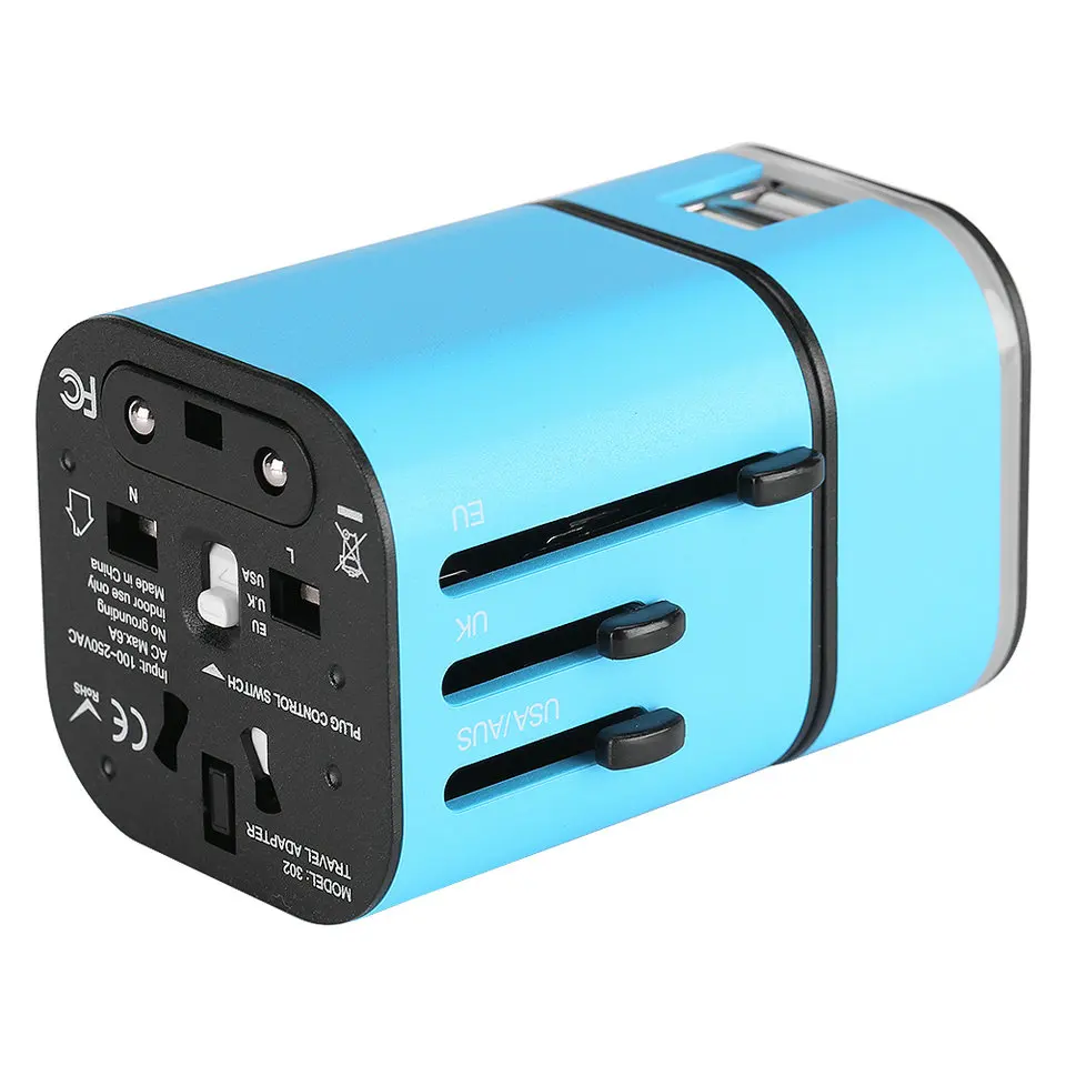 Все в одном Универсальный международный штепсельный адаптер 2 USB порта мир Путешествия AC зарядное устройство адаптер с AU US UK EU штекер