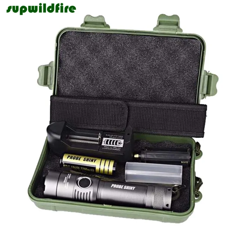 

XML T6 LED Flashlight Torch Lamp + 18650 Battery + Charger + Case Free Shipping#NO11