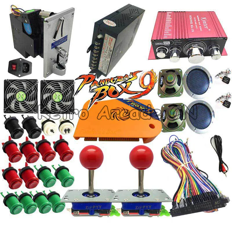 DIY American style Arcade game machine with Pandora box 9 PCB 1500 in 1 Happ button and joystick jamma harness HDMI VGA full kit