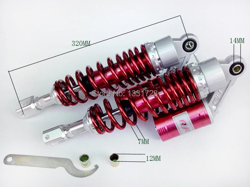 

Deep red RFY air gas 320MM Shock Absorber For 50cc, 90cc, 125cc, 150cc, 250cc, 300cc Quad Dirt bikes,Gokart,ATV,motorcycle