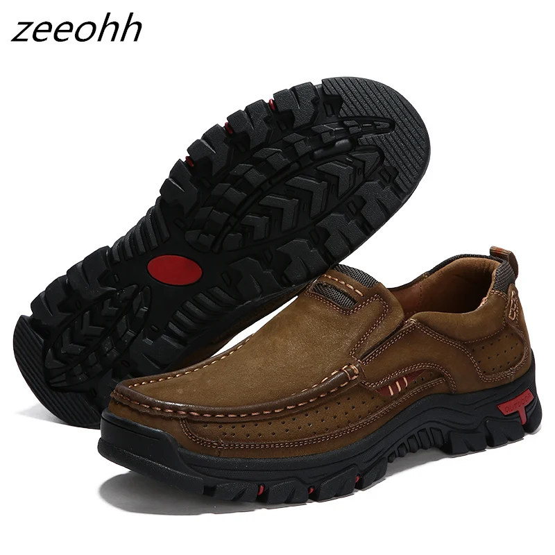 

Men Hiking Shoes Comfortable First Layer Cowhide Leather Outdoor Sneakers Men Breathable Hiking Sports Boots Anti-skid Boots