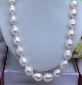 

Women Genuine big 13-15mm akoya white BAROQUE Pearl Necklace 35" coco wholesale Silver hook necklaces Free Shipping