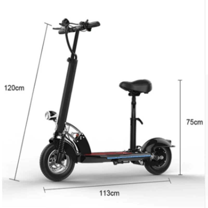  10'‘ Motor Wheel Electric Scooter 48V26A 100KM with seat Adult Foldable Patinete Electric Skateboar