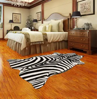 

Zebra Rug for Living Room Cowhide strpe faux skin mat Simulation Animal file Bedroom Carpets Shaggy Home Decor Dropshipping