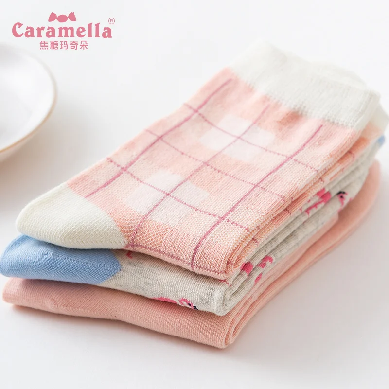 Caramella 3 пар/лот Новое поступление хлопковые женские носки розовые милые короткие