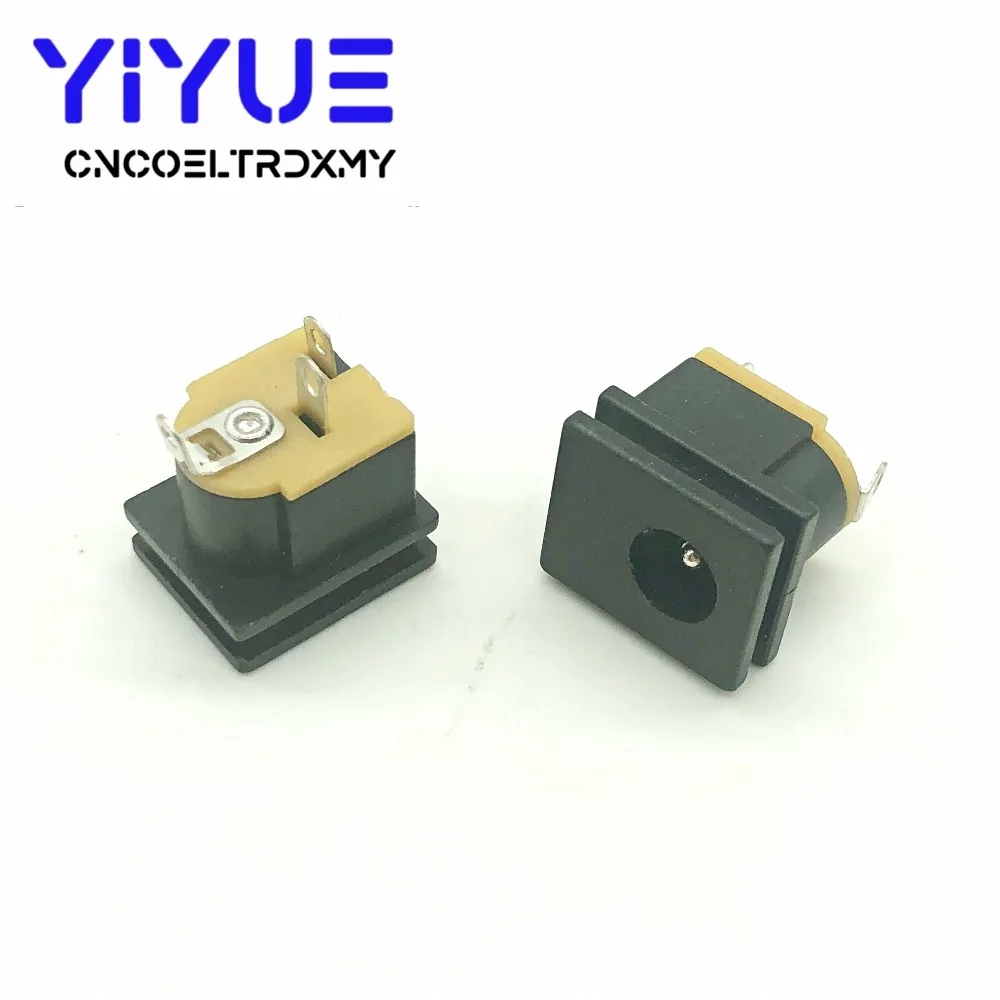 10Pcslot DC Power Socket DC-015 Jack 5.5-2.1 MM Square Panel Mounting 5.5X2.1mm (2)