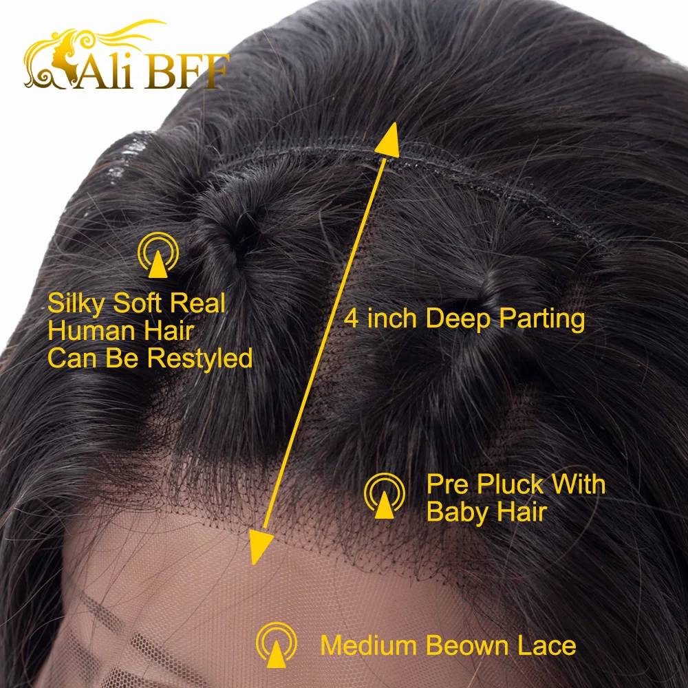 Али BFF бразильские свободные волнистые человеческие волосы парики remy волосы 13*4 волосы на кружеве парик с волосами младенца около 150% плотность натуральный цвет