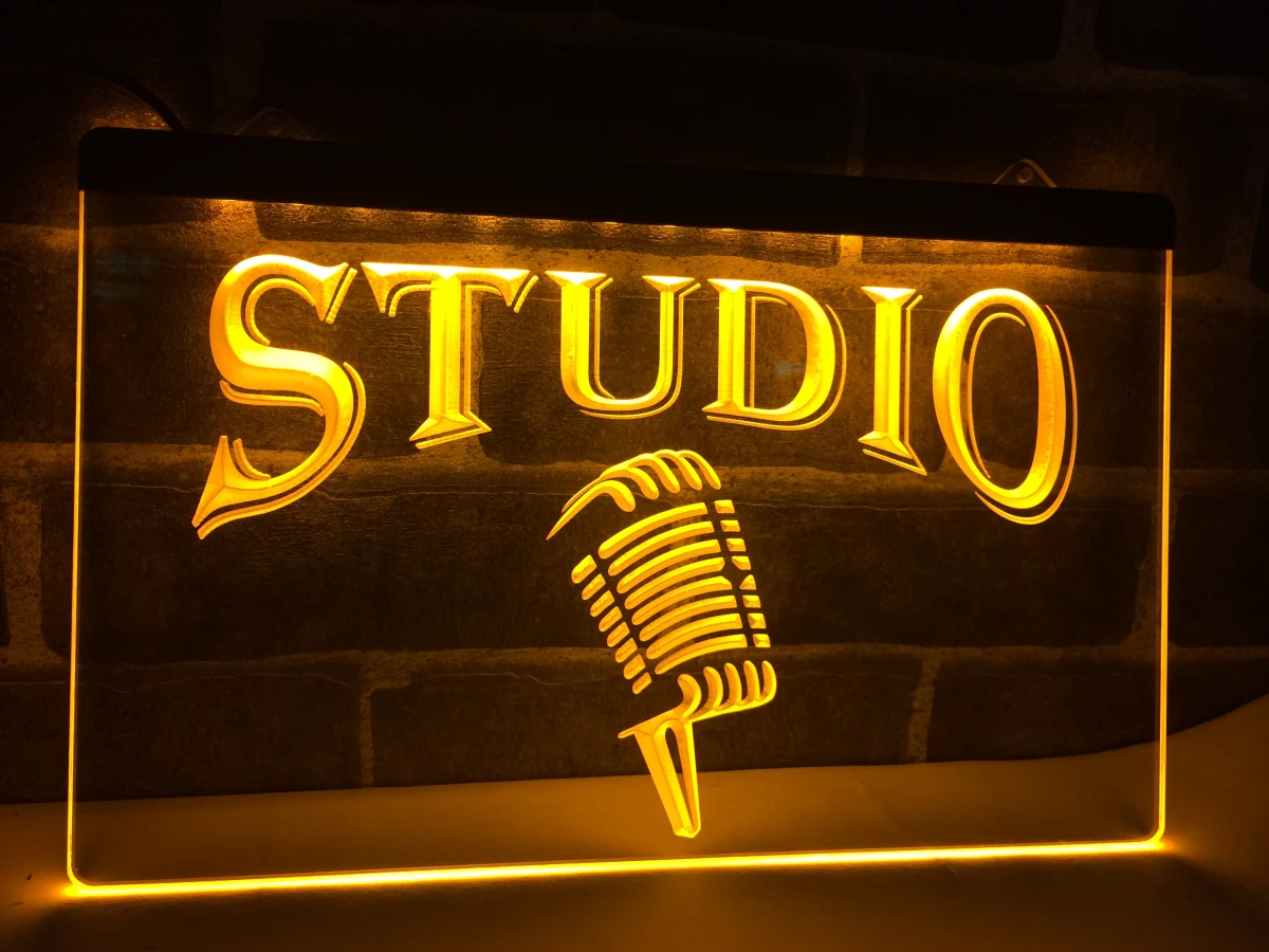 

LB587- Studio On The Air Microphone Bar LED Neon Light Sign home decor crafts