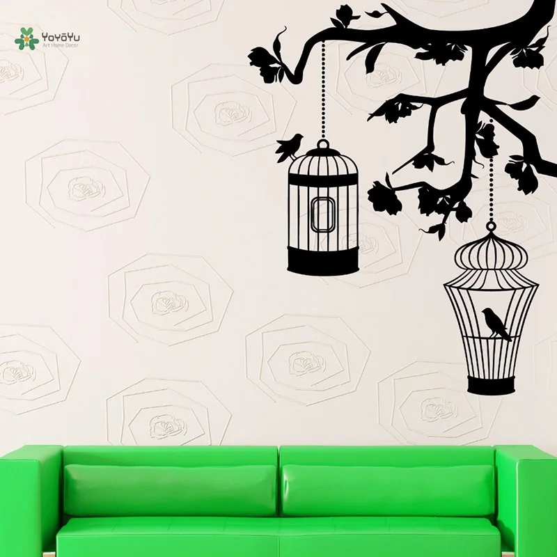 

YOYOYU Vinyl Wall Decal Bird Cage Hanging On The Tree Living Room Home Animal Art Decoration Stickers FD249