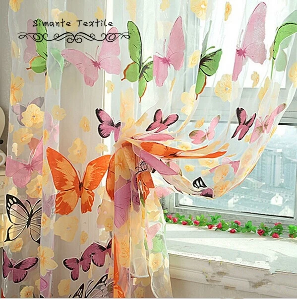 

NAPEARL Rustic romantic window screening butterfly design customize sheer panel finished product