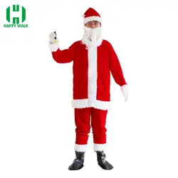 Рождественский Костюмы Санта-Клауса Косплэй Санта Клаус одежда нарядное платье в Рождество Для мужчин 7 шт./лот костюм для взрослых